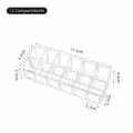 Clear 12-slot acrylic lipstick organizer with detailed measurements shown on white background - 12-Grid