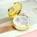 Portapillole portatile premium da 6 cm in metallo dorato con specchio e 3 scomparti - 3 Scomparti / Oro