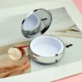 Portapillole portatile da 6cm in metallo argento con specchio interno bianco - Senza Scomparti / Argento