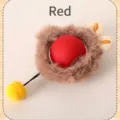 Plush squeaky dog chew toy featuring a red ribbed ball and soft brown faux fur trim - Plush [Red] Boxed