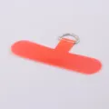 Bright neon orange transparent PVC T-shaped phone lanyard tether tab with metal D-ring - Red