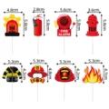 Firefighter themed cake toppers with dimensions for birthday party decorations - Small Insert Tag