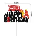 Firefighter theme glittery Happy Birthday cake topper with dimensions 17x11.8cm - Cake Topper
