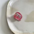 Mignonne mini pince à cheveux rose translucide en forme de cœur pour filles, fini irisé - Pêche Rose (JX-B146) / 1 Pièce / Rose