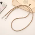 Langlebige 6mm geflochtene braune Leder Handy-Umhängekordel mit silbernen Karabinerhaken - Brauner Denim