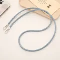 Robuste denimblaue 6-mm-Leder-Telefonschlaufe mit Metallverschlüssen zum Umhängen - Dunkelblauer Denim