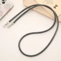 Verstellbares graues 6mm gewebtes Handyband mit Silberclips zum Umhängen geeignet - Schwarzer Denim