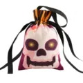 Halloween skull theme drawstring candy gift bag for kids, perfect for trick or treating treats - Candy Bag Style 01 (WSJTGD) / 16x23.5cm