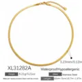 Collar de cadena de serpiente de acero inoxidable chapado en oro pulido para mujer - Collar Cadena de Serpiente Dorado (XL31282A) / 45.0cm