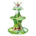 3-tier golf themed cardboard cupcake stand with course pattern for sports birthday parties - Golf Theme Cupcake Stand