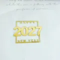 Décoration de gâteau élégante en acrylique doré Happy 2027 New Year pour la fête - Bonne Année 2027 / 1.3mm / Or