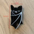 Pince à cheveux chauve-souris Halloween noire brillante avec motif fantôme pailleté 8,2cm - Style Chauve-souris / Noir (Lignes Blanches)