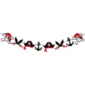 Pirate theme birthday party bunting banner featuring skull, hat, sword, and anchor designs - Pattern Banner J-0239-2