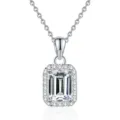 Classic emerald cut D color moissanite pendant necklace in s925 sterling silver for women - 925 Silver / 5x7 Rectangular Simulated Diamond (Emerald Cut)