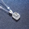 Elegant radiant cut D color moissanite pendant necklace in s925 silver with halo - 925 Silver / 5x7 Rectangular Simulated Diamond (Radiant Cut)