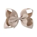 Lazo grande para el pelo de 15 cm en cinta de falla para niñas, color beige champán suave - Beige