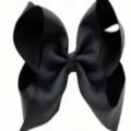 Lazo grande de 6 pulgadas para el pelo en cinta de falla negra para niñas y bebés accesorios - Negro