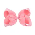 Lazo para el pelo rosa de 6 pulgadas en cinta de falla para niñas con pinza de cocodrilo segura - 150-Rosa Caramelo