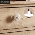 Decorative white gold sun pattern round cast iron cabinet knob for vintage drawer handles - Round Handle (8945W) / White Gold