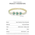 Elegante bracciale tennis a cuore in moissanite con una finitura placcata oro 14K - Bracciale Moissanite Cuore di Lusso / 18cm / Oro-Moissanite Blu