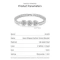 Elegantes Moissanit-Herz-Tennisarmband mit 14 Karat Weißgoldauflage, 18 cm Länge Schmuck - Luxuriöses Herz-Moissanit-Armband / 18cm / Silber-Weißer Moissanit