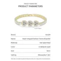 Elegantes 14K vergoldetes Tennisarmband mit drei herzförmigen Moissanit-Steinen - Luxuriöses Herz-Moissanit-Armband / 18cm / Gold-Weißer Moissanit