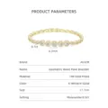 Eleganter 14K vergoldeter Armreif mit einem herzförmigen Moissanit-Wellendesign - Geometrisches Wellen-Herzarmband / 17.7cm / Gold