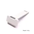 Professional pet undercoat deshedding brush in white and grey showing detailed product dimensions - Straight Blade Style / S