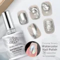 Vista dettagliata degli effetti smalto acquerello argento cromato metallizzato - Gel Acquerello Argento Cromato (Asciugatura Rapida) / 15ml