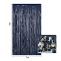 Navy blue foil fringe curtain party backdrop, 1m wide by 2m high for celebration decor - 1x2m / Bright Night Blue
