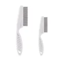 Set of two white professional fine-tooth pet flea combs for grooming and cleaning - Large White + Small White (Set)