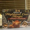Calendario de Adviento Highland Cow Magic con 24 figuras de vacas coleccionables - Estilo de Escena de Nieve Azul / Juego de 24