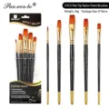Lot de 5 pinceaux d'artiste à pointe plate en nylon pour acrylique et huile - 5 Pièces Plat HB028A