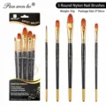 Lot de 5 pinceaux d'artiste ronds en nylon pour l'aquarelle et la peinture acrylique - 5 Pièces Filbert HB028C