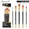 Set de 5 pinceaux d'artiste professionnels en nylon biseauté pour aquarelle et acrylique - 5 Pièces Biseauté HB028D