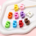 Lot de perles acryliques colorées à grand trou numéro 5 pour bricolage de bijoux - Chiffre 5 (Couleur Aléatoire) / Lot de 10