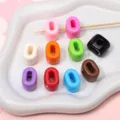 Lot de perles acryliques colorées à grand trou pour la création de bijoux en dix teintes - Chiffre 0 (Couleur Aléatoire) / Lot de 10