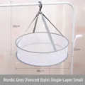 Cesto per asciugatura in rete a strato singolo grigio nordico con recinzione per calzini - Piccolo 1 Livello 48cm / Grigio/Bianco