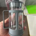 Grey French press coffee maker with heat-resistant glass and stainless steel filter - 350ml / Gray