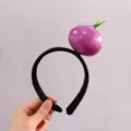 Funny purple radish vegetable headband with plush black hair hoop for kids and cosplay - Onion