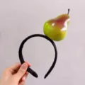Funny simulation pear fruit headband hair accessories for kids and girls in SKU view - Green Pear
