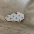 Cute white cloud shaped acetate hair clip featuring colorful polka dots on beige - 22# White Multicolor Polka Dot Clip