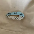 Cloud-shaped acetate hair clip with blue and white polka dots, black bows and pearls - 21# Black Polka Dot Black Bow Clip