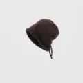 Stylish slouchy knitted beanie in coffee brown featuring drawstring and rolled edge design - One Size (54-58CM) / Drawstring Regular Version / Brown