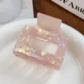 Große irisierende Haarklammer in Meerjungfrau-Rosa mit Acetat-Finish - Quadratische Haarklammer / 5cm / Rosa