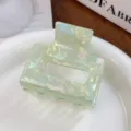Große irisierende hellgrüne Haarklammer mit holografischem Meerjungfrau-Effekt - Quadratische Haarklammer / 5cm / Grün