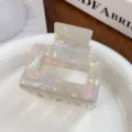 Irisierende quadratische Haarklammer mit Perlmutt-Finish und minimalistischem Design - Quadratische Haarklammer / 5cm / Grau