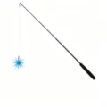 Professional cat teaser wand toy with blue star pendant and ergonomic foam handle - Blue Sea Urchin Ball Telescopic Wand