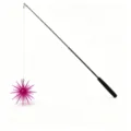 Professional telescopic cat teaser toy wand featuring a vibrant pink spiky ball attachment - Purple Sea Urchin Ball Telescopic Wand