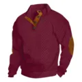 Pull pour homme bordeaux à col montant et manches longues avec patchs aux coudes - Bordeaux